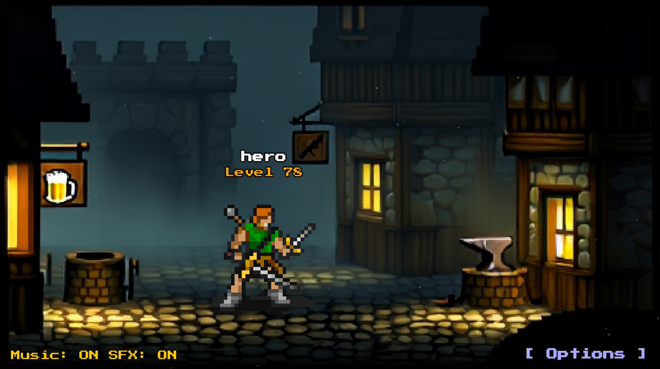 Town hub with player character