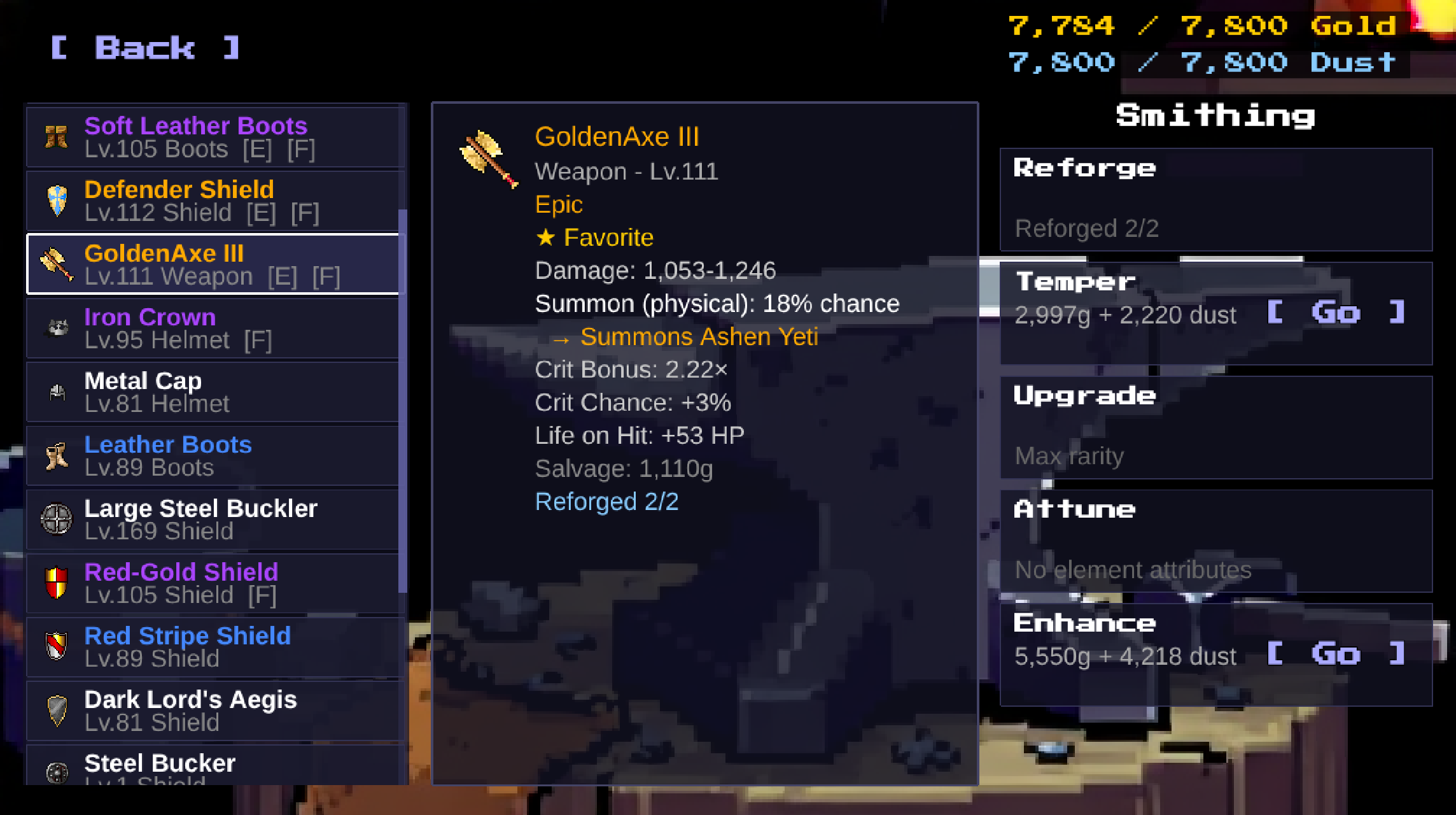 Smithing anvil with reforge and enhance