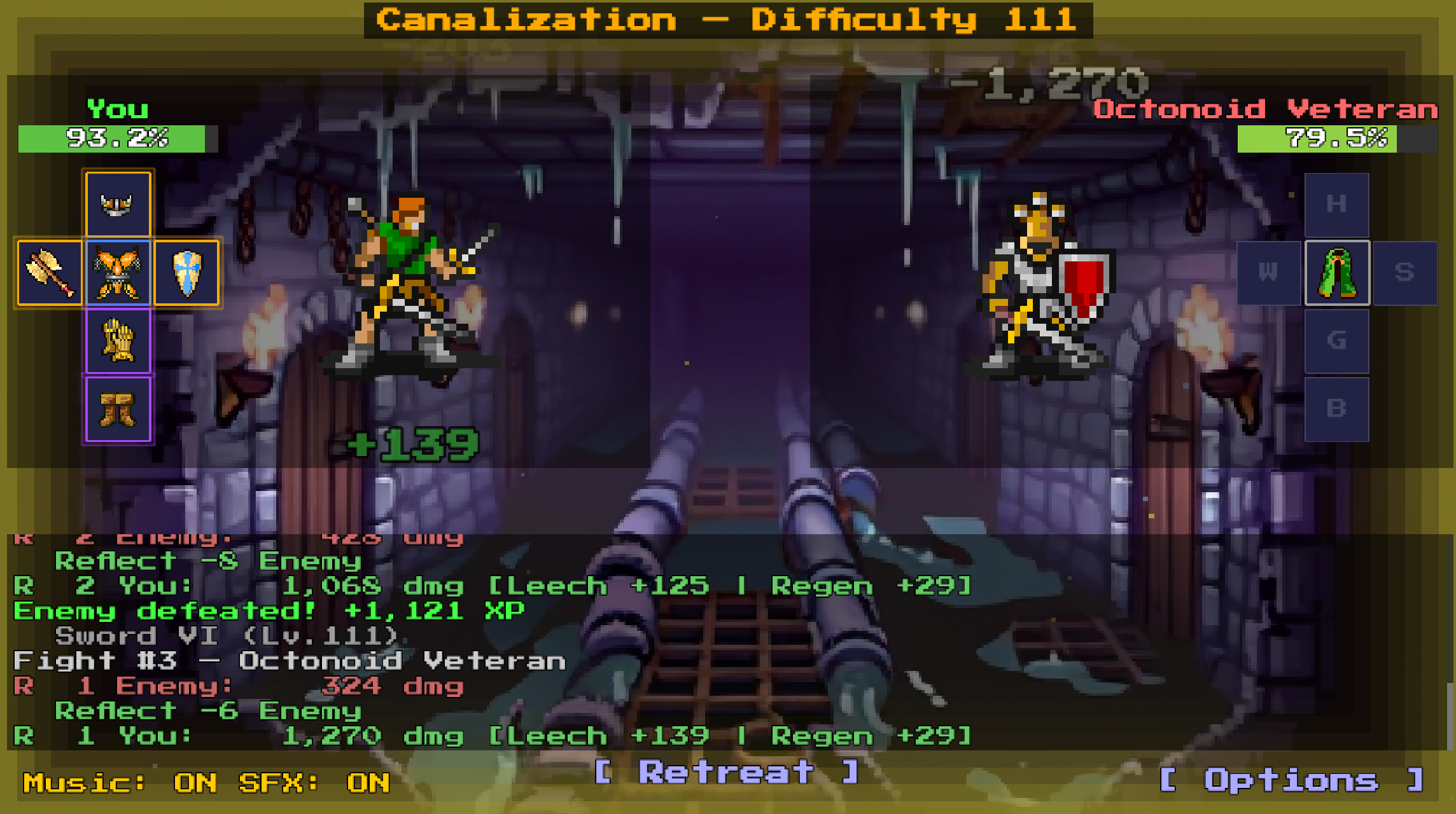 Combat in the Canalization dungeon