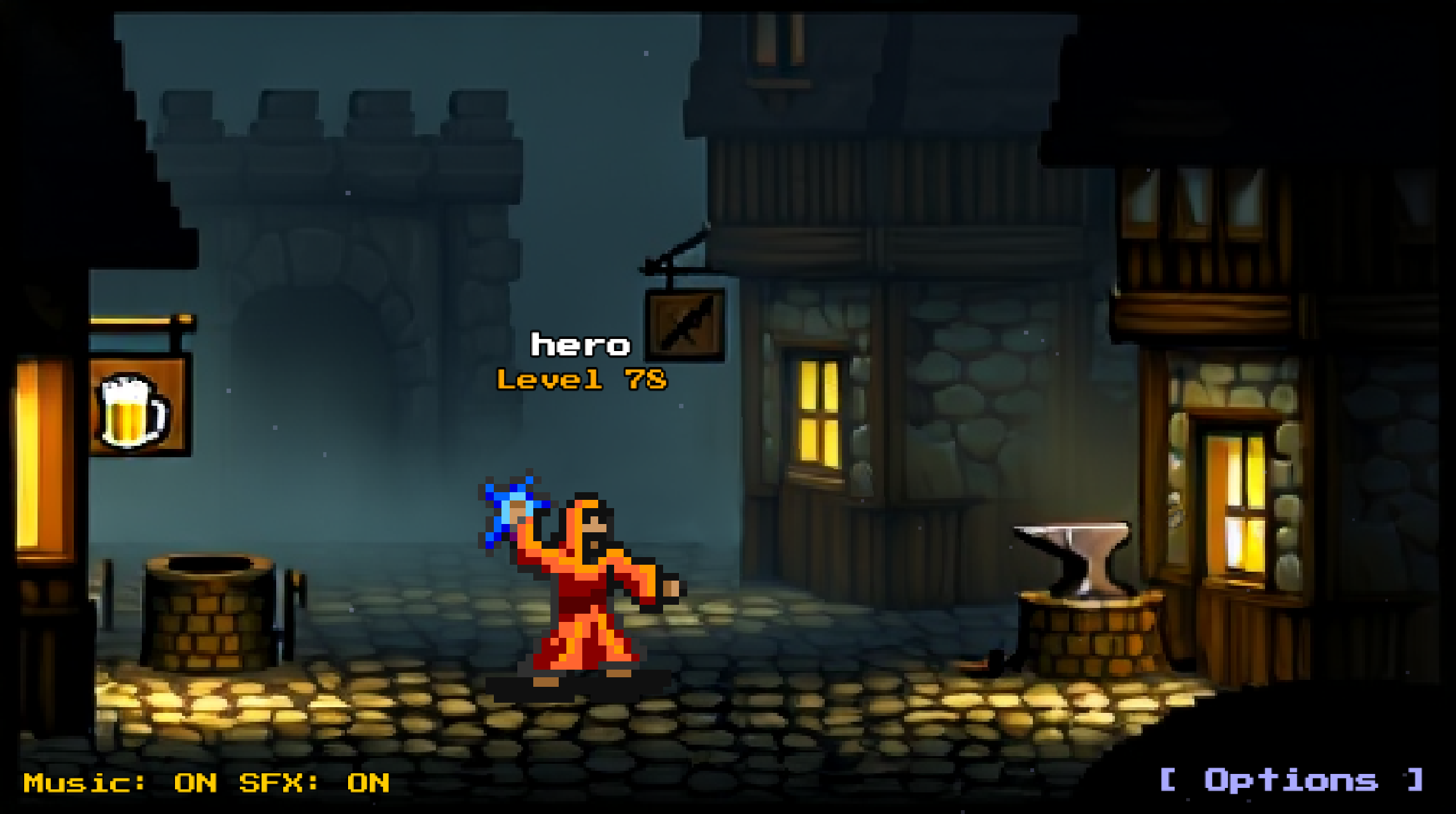 Town hub with monster skin equipped